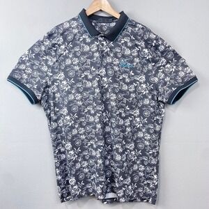 G/FORE Mens Golf Polo Shirt Sz XXL Rose Floral Texas Gray All Over Print Resort